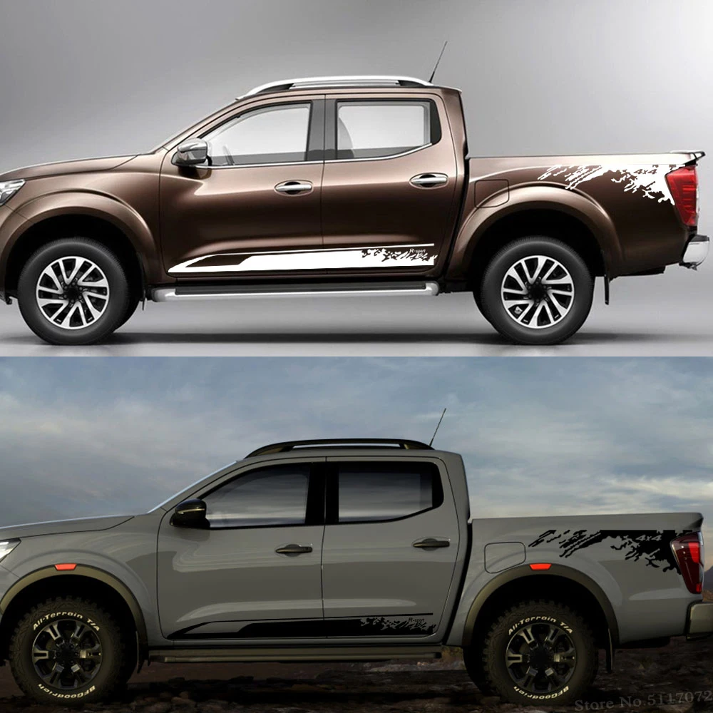

Наклейки на дверную боковую юбку пикапа для Nissan Navara, виниловые наклейки на багажник грузовика, кровать, боковой Графический Декор под заказ,...