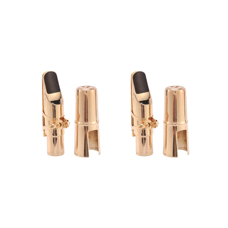 

2X Golden Alto Sax Saxophone Mouthpiece With Cap And Ligature Musical Instruments Parts