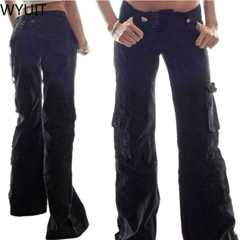 

Women Large Szie Pants Summer Solid Color Low Waist Pockets Full Length Button Fly Streetwear women pants pants women