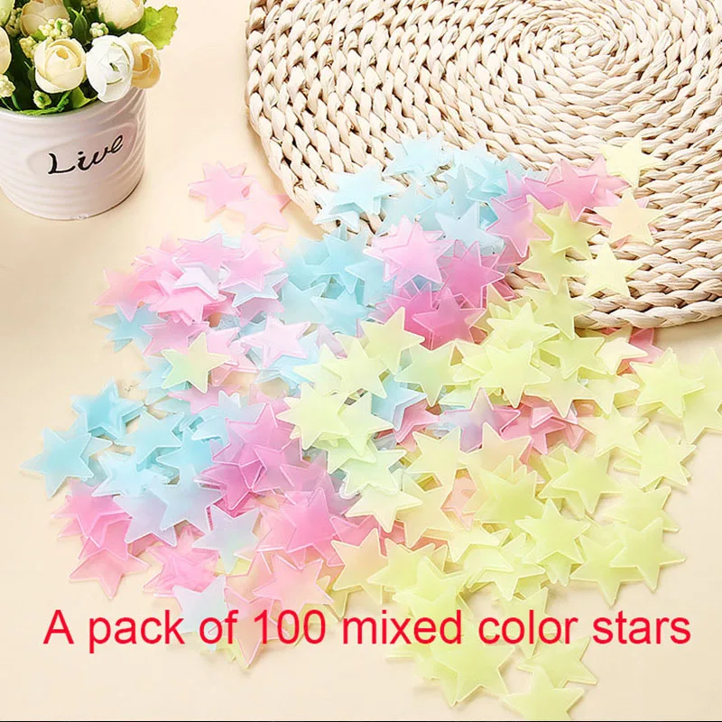 1 Pack 3D Stars Glow In The Dark Wall Stickers Luminous Fluorescent Wall Stickers For Kids Baby Room Bedroom Ceiling Home Decor images - 6