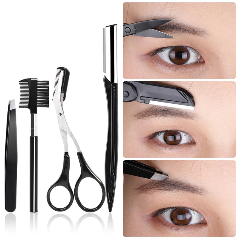 Black Eyebrow Cutters Scissors Stainless Steel Eyebrow Trimm