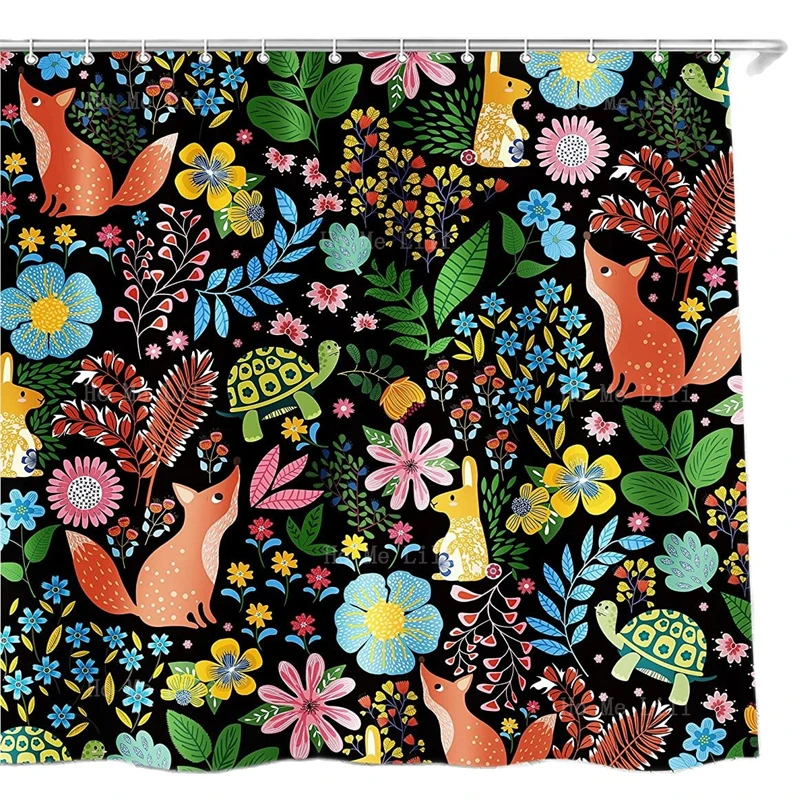 

Funny Cute Dog Sheep Lovely Animals Cat Theme Jungle Wildlif Forest Woodland Floral Leaf Shower Curtains For Kids Bathroom Decor