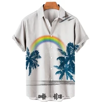 hawaiian mens shirts coconut tree 3d print summer short sleeve t shirts mens clothing casual beach shirts for men oversized
