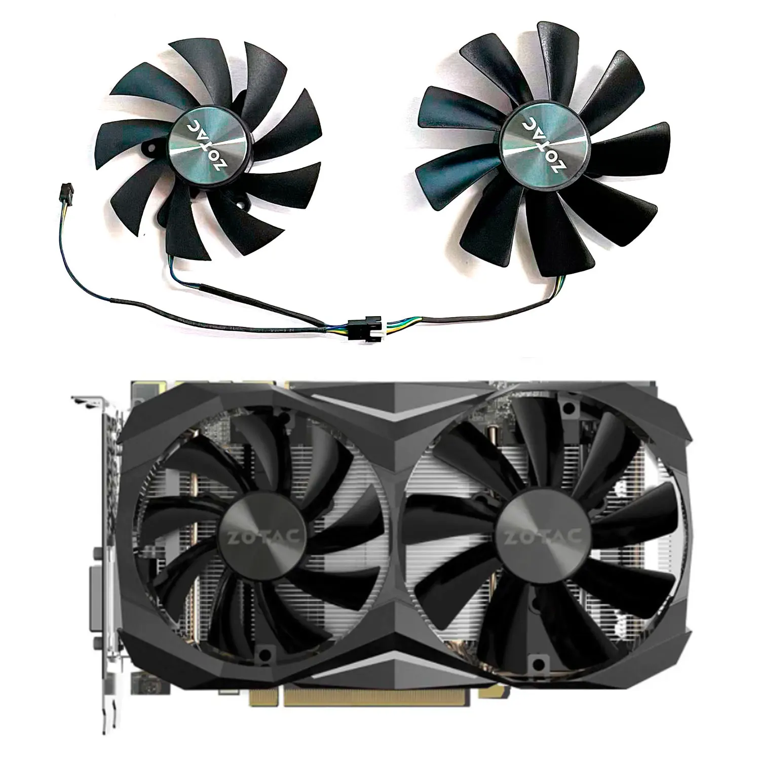 Фото GAA8S2U GA92S2U 87 мм 100 мм 4PIN подходит для Zotac Geforce GTx1060 Amp 1070ti 1080 1080ti 8 ГБ сменный вентилятор для мини-видеокарты №1