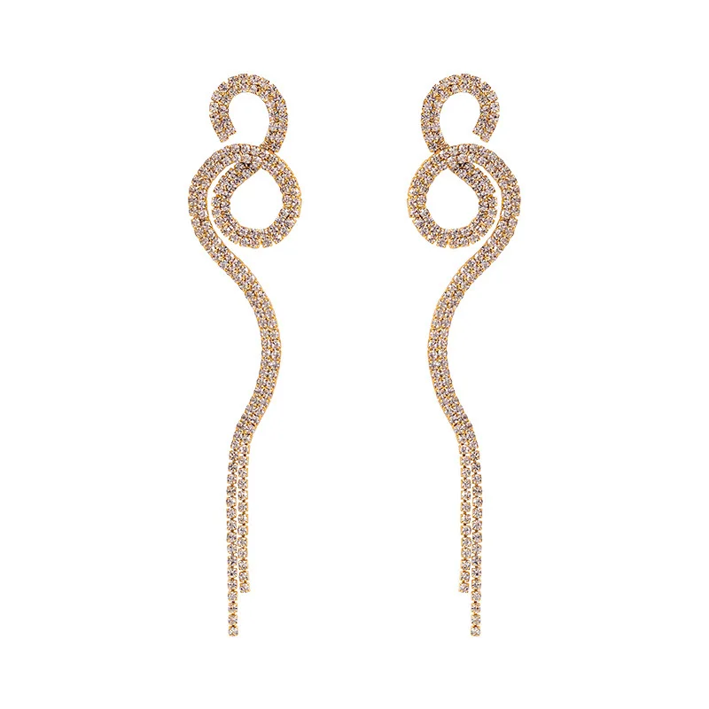 

New Rhinestone Long Tassel Claw Chain Pendant Earrings for Women Dinner Party Wedding Statement Jewelry Accessories