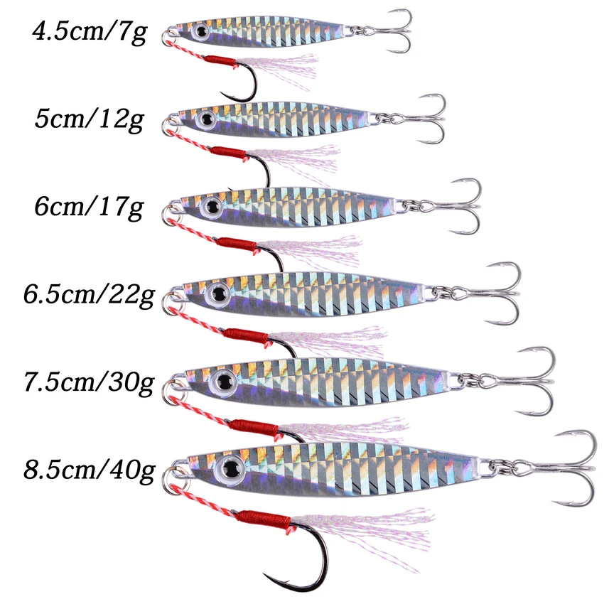 Aorace 12pcs Metal Spoon Jigs Carp Fishing Lure  7g 12g 17g 22g 30g 40g Crankbait Jig Spoon Wobbler Bait Sea Fishing Lures Pesca