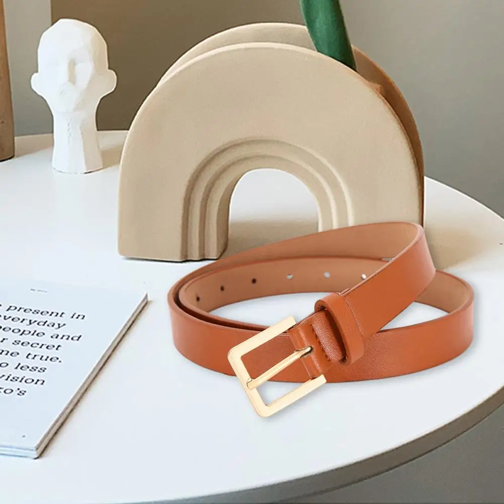 

Ремень с металлической пряжкой Женский, регулируемый однотонный пояс для платьев, толстый противоскользящий, износостойкий