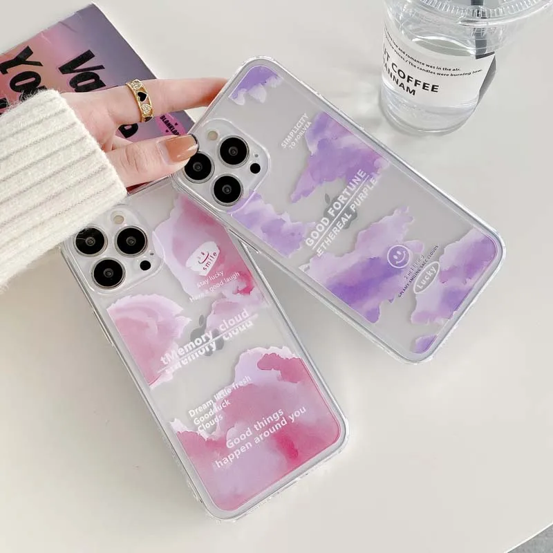 

Simple Cloud Shockproof Silicone Phone Case For iPhone 13 12 11 12 Pro Max X XR XS Max 7 8 Plus SE 2020 Transparent Back Case