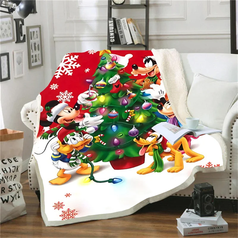 

Disney Christmas Blanket Red Fleece Sherpa Blanket Fashion Throw Blanket Adult New Year Gift Travel Party Decoration Bedspread
