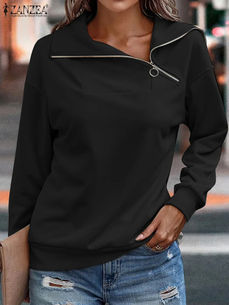 

ZANZEA Elegant OL Work Sweatshirts Autumn Women Fashion Blusas Turtleneck Long Sleeve Pullover Casual Solid Hoodies Oversized
