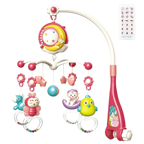 Музыкальная Мобильная погремушка для детской кроватки с светильник ционным управлением, декоративная игрушка-колокольчик для детской кроватки, колыбель, проектор для новорожденных
