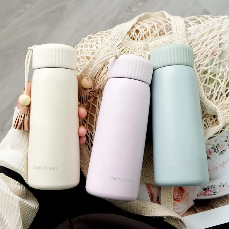 400ml/250ml Creative Thermos Mug With Rope Cute Portable Stainless Steel Vacuum Flask Girl Student Thermal Water Bottle Tumbler