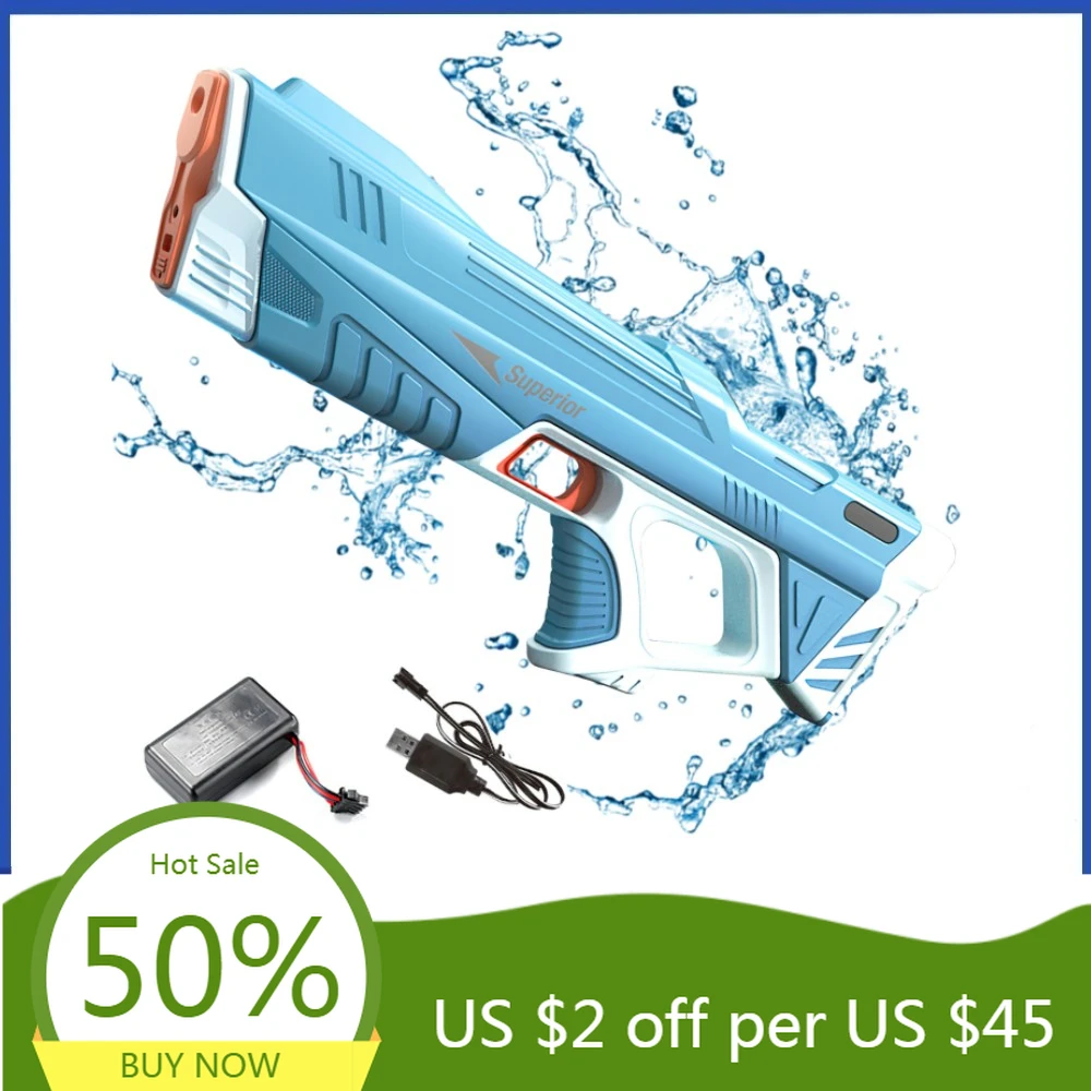 

2023 New Full Electric Automatic Water Storage Gun Portable Children Summer Beach Outdoor Fight Fantasy Toys for Boys Kids Game