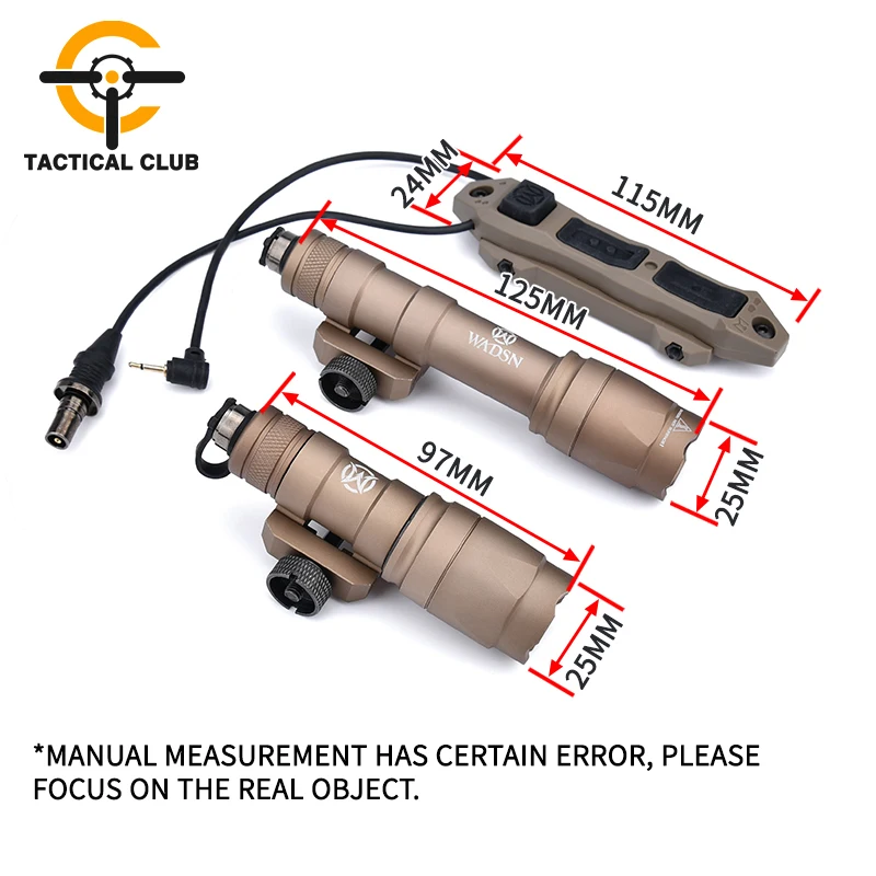 Tactical Surefir M600 WADSN Flashlight M300A M600C Lamp Weapon Scout Light Dual control Pressure Switch Fit Hunting 20mm Rail