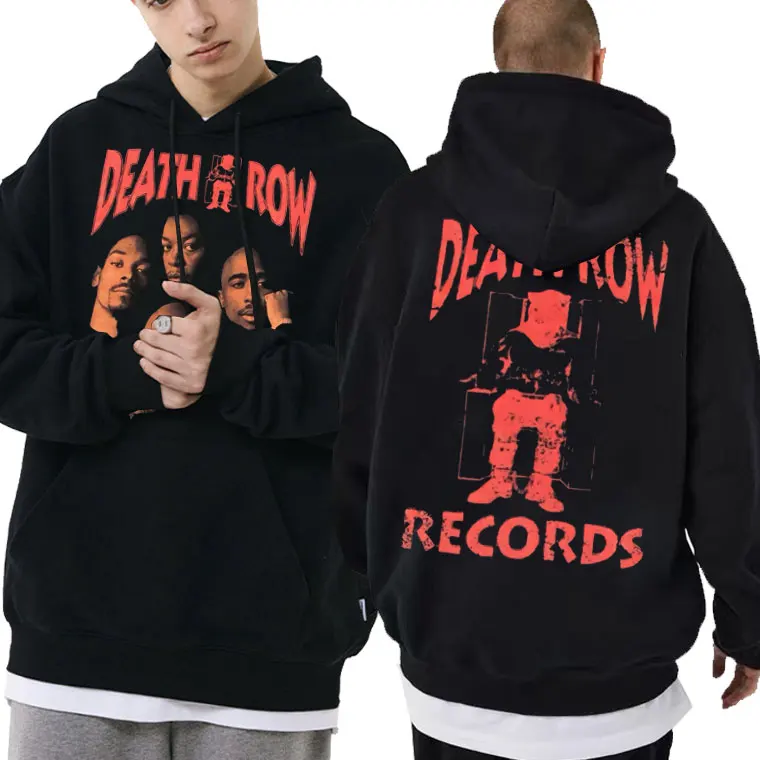 Death Row Records Album Music Black Hoodie Vintage Rapper Tupac 2pac Streetwear Snoop Dogg Sweatshirt Men Women Hip Hop Hoodies