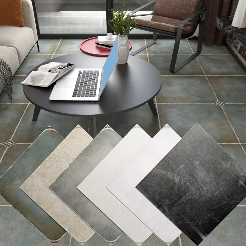 

4pcs American Vintage Wall Sticker Self Adhesive Tiles Floor Stickers Marble Bathroom Bedroom Waterproof Non-slip PVC Sticker