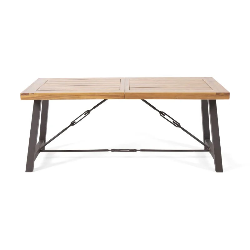 

Jace Modern Industrial Dining Table, Teak, Rustic Metal Bar Table for Home