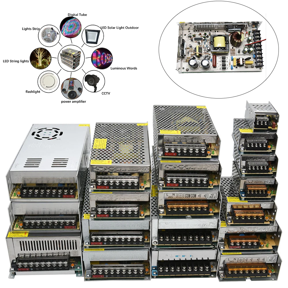 Купи Lighting Transformer Switching Power Supply 110V 220V To DC 12V 5V 24V Power Supply 10A 20A Source Adapter For LED Strip CCTV за 306 рублей в магазине AliExpress