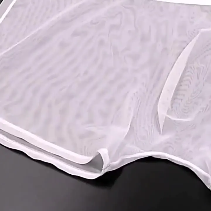 Men's sexy transparent ultra-thin ice silk boxer shorts 4PCS