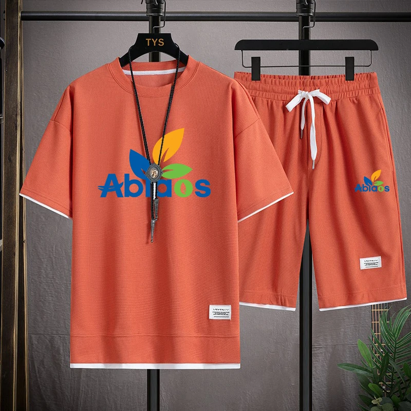 2023 Summer Brand Fashion Casual Men's Short Sleeve T-Shirt Shorts Suit Basketball Football Sports Street Breathable 2-Piece Set