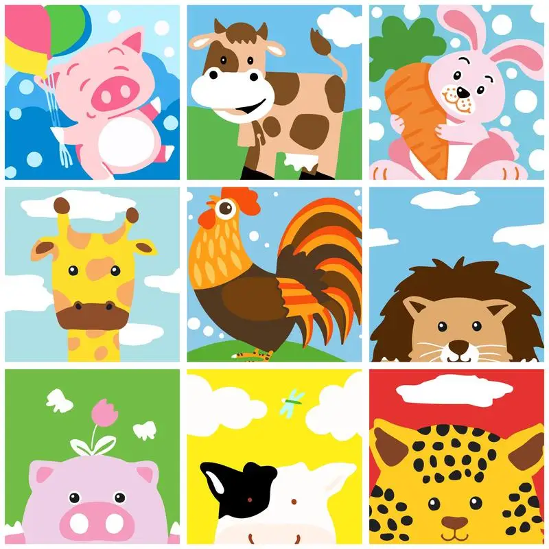 

CHENISTORY 20x20cm Frame Diy Painting By Numbers For Kids Animals Modern Markers By Numbers Home Decor Gift Handicraft