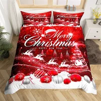 Merry Christmas Duvet Cover Deer Elk Red Bedding Set For Boys Girl Happy New Year Comforter Cover Winter Holiday Bedspread Cover