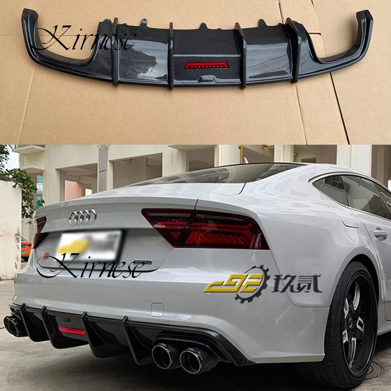 Диффузор для заднего бампера из углеродного волокна Audi A7 S7 RS7 2016 2017 2018 2019