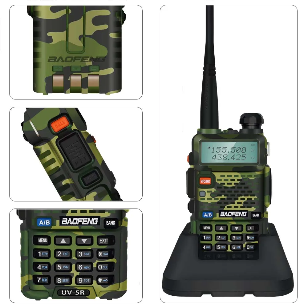 Baofeng UV-5R Walkie Talkie 5W Dual Band Two Way Radio UV 5R Amateur Portable CB Ham Radio VHF/UHF Transceiver Intercom 5r