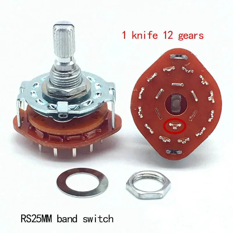 

1 Knife 12 Files RS25 Rotary Band Switch 360 Degree Rotation Multi-way Switch Gear Switch 20MM Flower Shaft 1PC JA