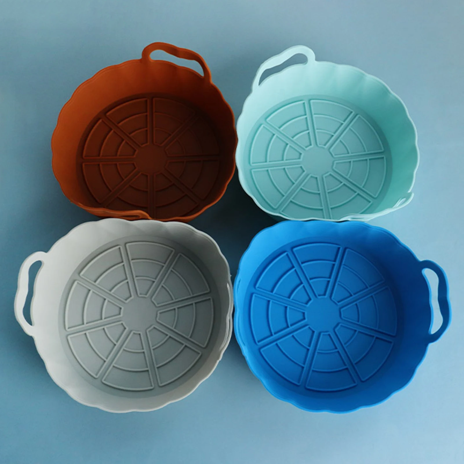 

Air Fryer Silicone Pot Reusable Air Fryer Basket Silicone Air Fryer Basket With 2 Handles Heat Resistant Reusable Kitchen Baking