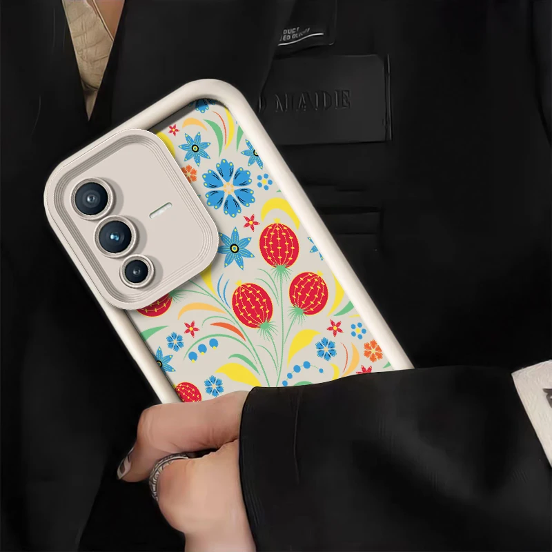 Фото Чехол для телефона с цветочным принтом для Vivo V70 FE V60 Lite V50 V40 Pro V27 V25 V23 V20 V21 V30 SE V30E V29E, противоударный силиконовый матовый чехол №3