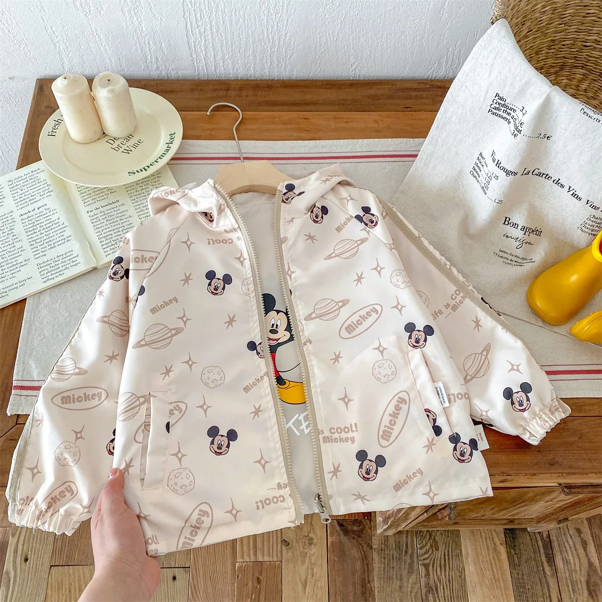 Джинсовая куртка с мультяшным рисунком Микки Мауса для мальчиков