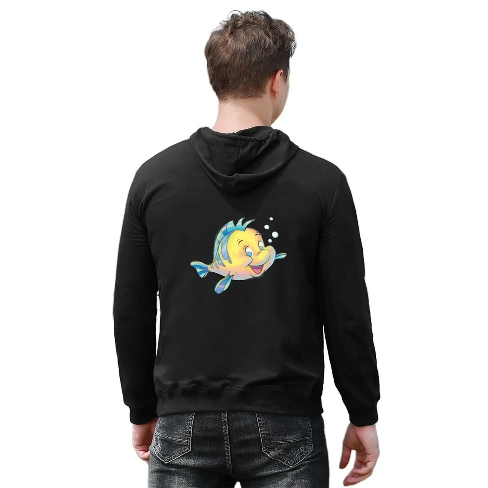 Толстовка с капюшоном Flounder Bubbles Cute Smiling Fish, осенняя мужская одежда, мужская толстовка оверсайз (art.: 3920d2d2da919) - 3920d2d2da919