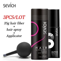 sevich 3 in 1 kit hair loss fibers bald extension hair growth powder with applicator hair spray strong hold for hair styling