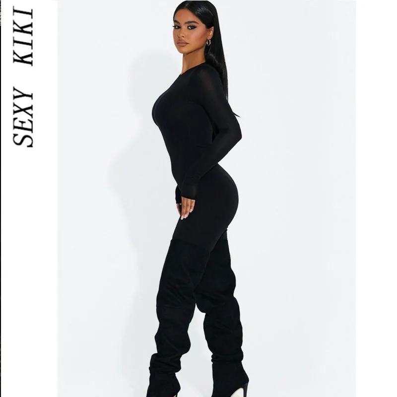 2022 autumn women's autumn and winter fashion solid color tight-fitting sports fitness long-sleeved jumpsuit women