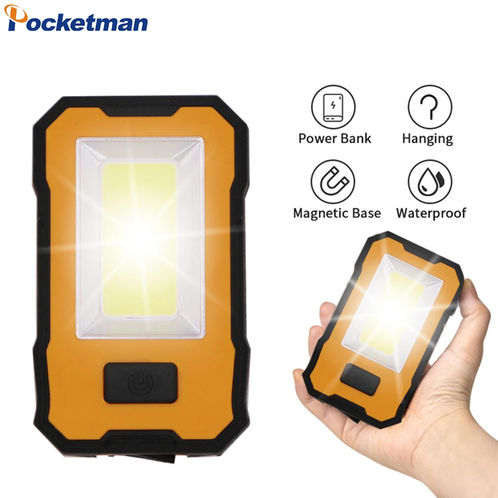 

Powerful COB+LED Work Light 3 Modes USB Charging Waterproof Lamp with Magnetic Outdoor Repairing Camping with Hook as Power Bank