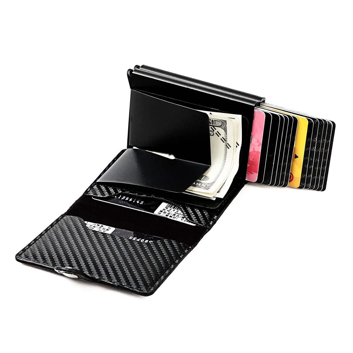 Double-layer Aluminum Alloy Credit Card Box Business Card Box RFID Anti-degaussing Automatic Card Bag Card Sleeve Dollar Clip