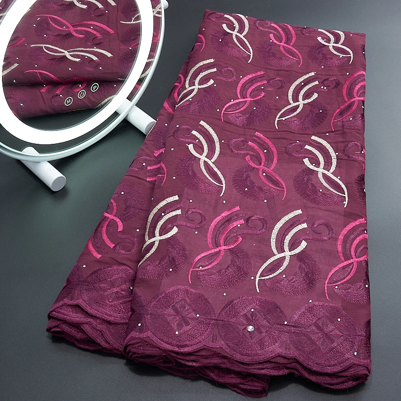 

Африканская кружевная ткань 2023, швейцарская вуаль, кружево с камнем, Ткань 5 ярдов, нигерийская сухая вышивка, хлопок, Австрия, для вечернего ...