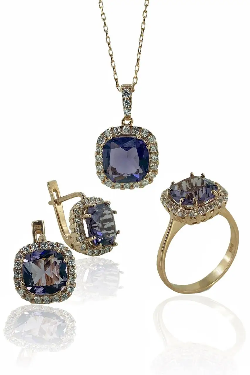 

Baget Amethyst Cubic Zirconia Top Quality 925 Silver Set Suit