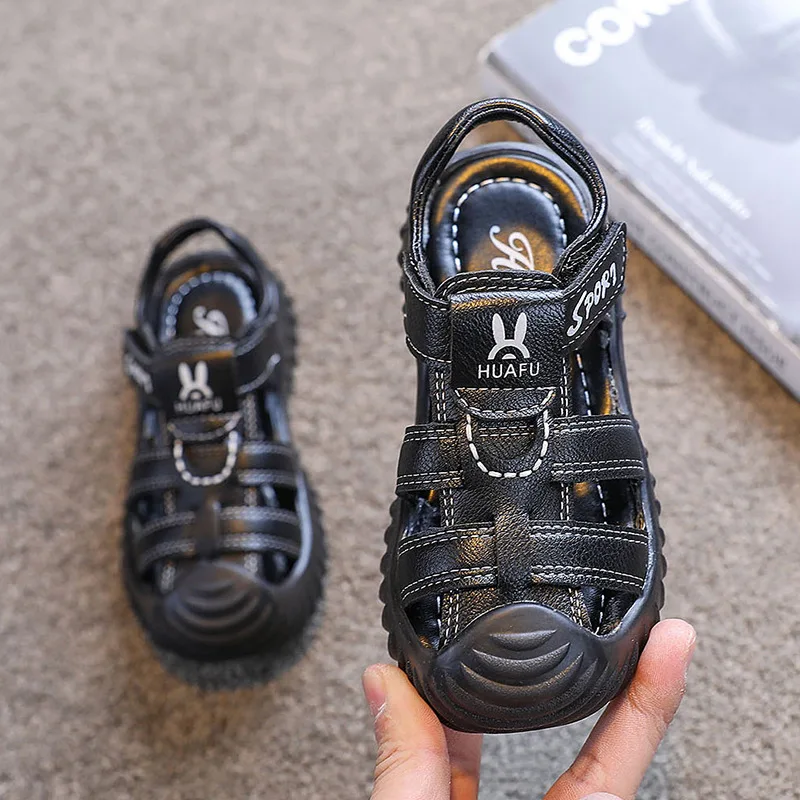 

Toddler Baby Boy Leather Sandals Closed Toe Outdoor Sport Sandals Cute Soft Summer Beach Shoes Flats Kids Boy Todler Shoes