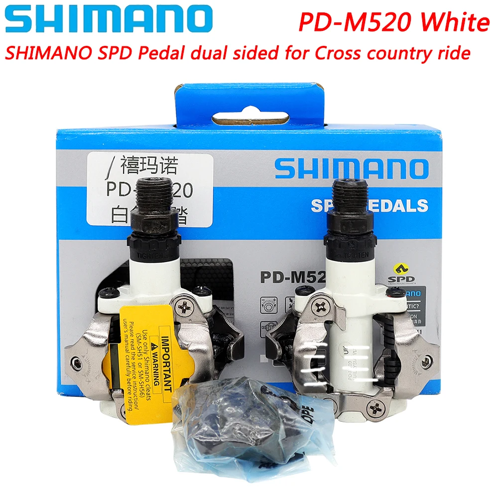SHIMANO PD-M520 White Bike Pedal SPD Dual Sided Self-locking for Cross Country Ride MTB Bicycle Pedals Original Bicycle Parts
