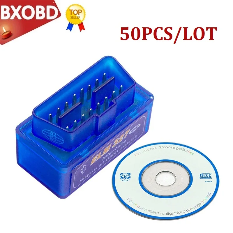50 шт./лот ELM327 Bluetooth считыватель кодов Сканер для автомобиля диагностические