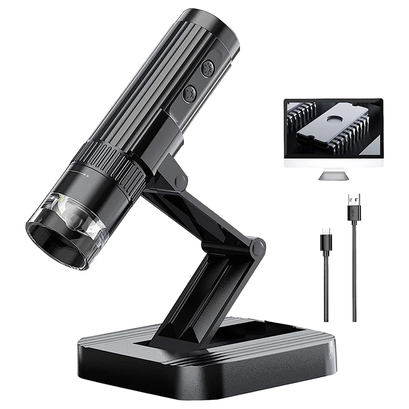 

1 PCS USB Digital Microscope Handheld Microscopes Camera 1080P HD Coin Microscope 50X-1000X Black