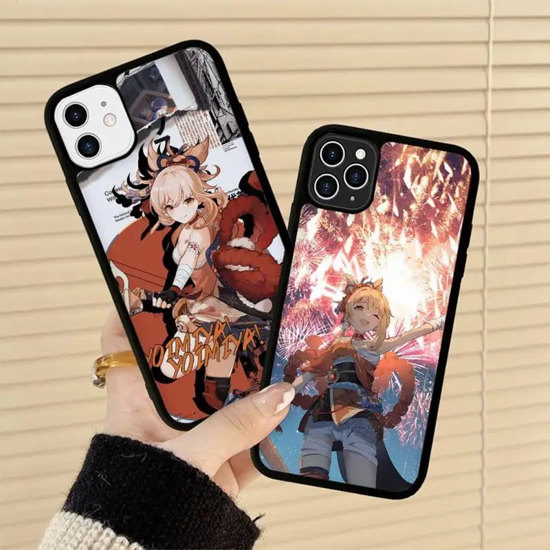 

Genshin Impact Yoimiya Phone Case Silicone PC+TPU Case for iPhone 11 12 13 Pro Max 8 7 6 Plus X SE XR Hard Fundas