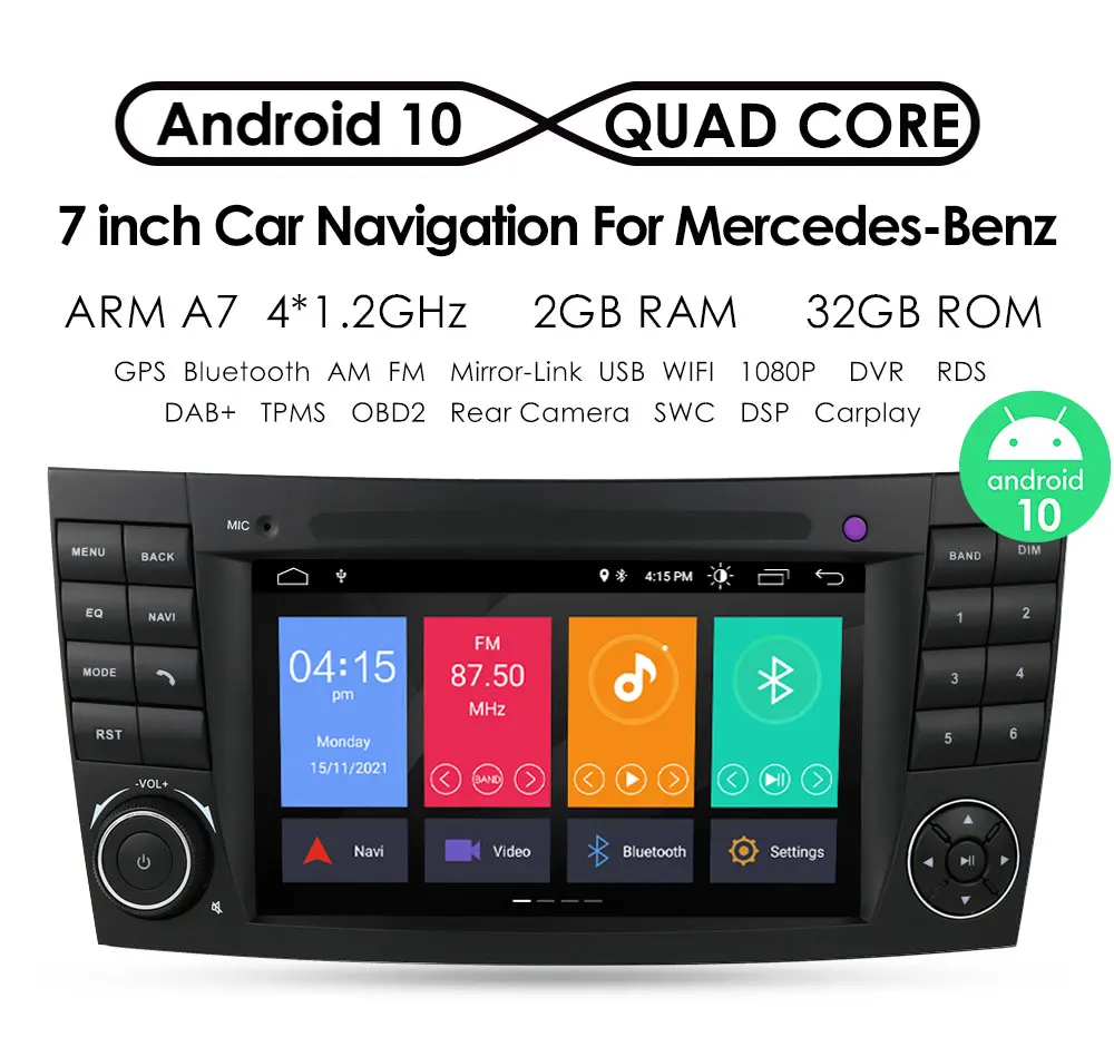 RDS Android 10 автомобильный радиоприемник стерео экран плеер для Benz E-Class W211 2002-2009