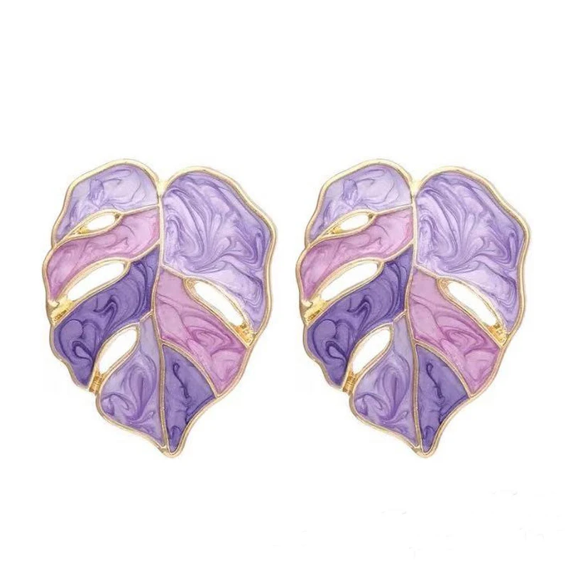 

New Fashion Charming Sexy Vintage Oil Leaf Stud Earrings For Woman Gifts Promotion Jewelry