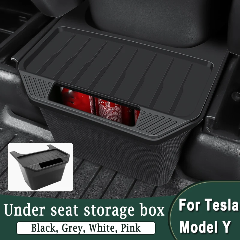 

Для Tesla Model Y 2018-2023, ящик для хранения под сиденьем, задний Органайзер, водонепроницаемая дорожная корзина для мусора, дополнительное место дл...
