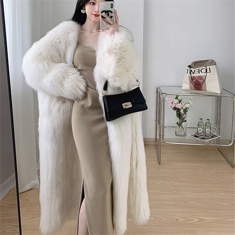 2022 Winter Long Fur Coat Women Imitation Fox Hair Korean Version of The New Faux Fur Coat Fox Fur Long Jackets