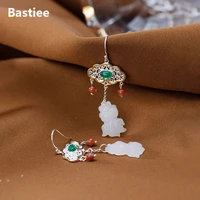 bastiee s925 hmong sterling silver drop earrings white hetian jade ruyi carp south red classic women earrings