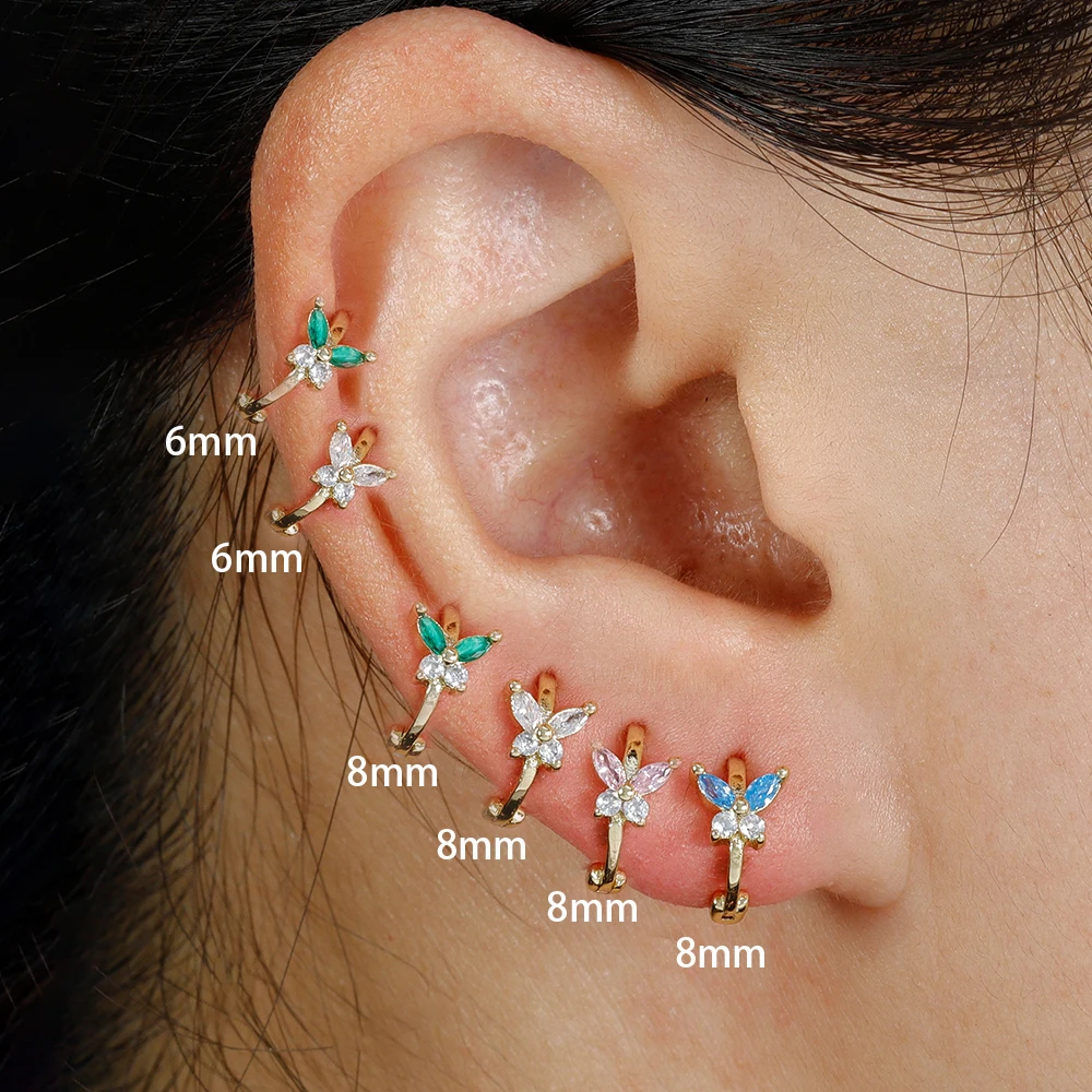 Серьги-кольца Huggie с маленькой бабочкой ювелирные украшения для пирсинга ногтей